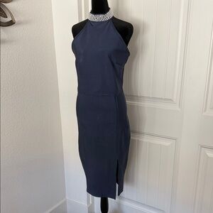Elegant Navy Halter Dress